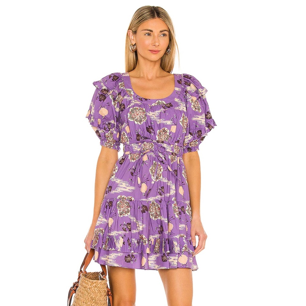 ulla johnson naomi ruffled cotton mini dress